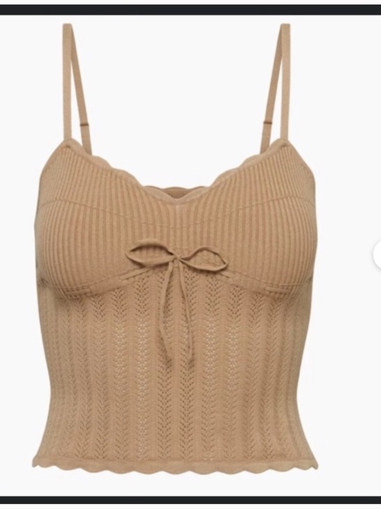 Wilfred Tops - Wilfred Camel Ribbed Tie-Front Knit Cami